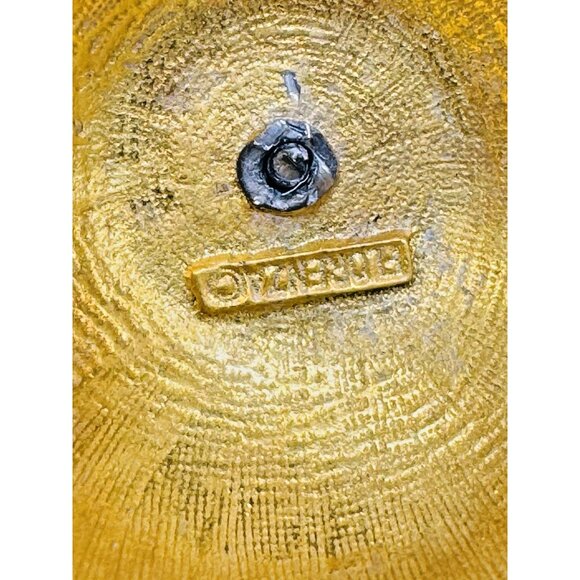 FLORENZA Jewelry Trinket Pill Box Insect Bug Bee Enamel Hive Green Glass Top - Picture 5 of 8